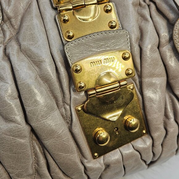 Miu Miu  Matelassé Beige Leather Two-Way Bag - Picture 17 of 17